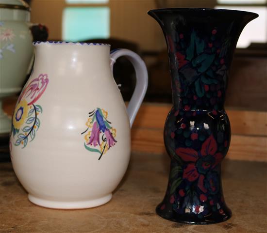 Wilton ware vase, Carter Stabler & Adams jug and pair opaline glass vases(-)